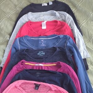 Stylish Women's Long Sleeve Tee - Pink and Gray
